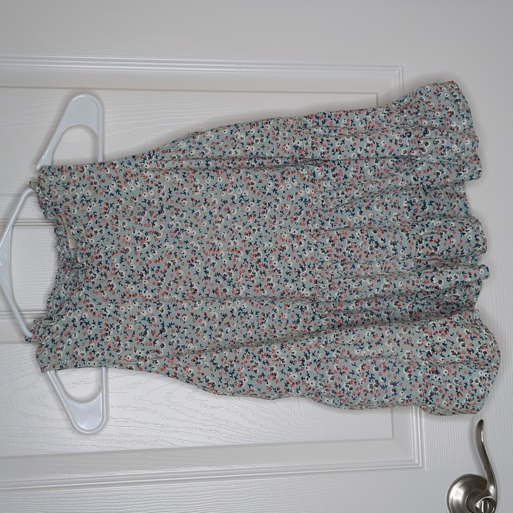Universal Thread Floral Cropped Tiered Ruffle Tank Top Mint Medium